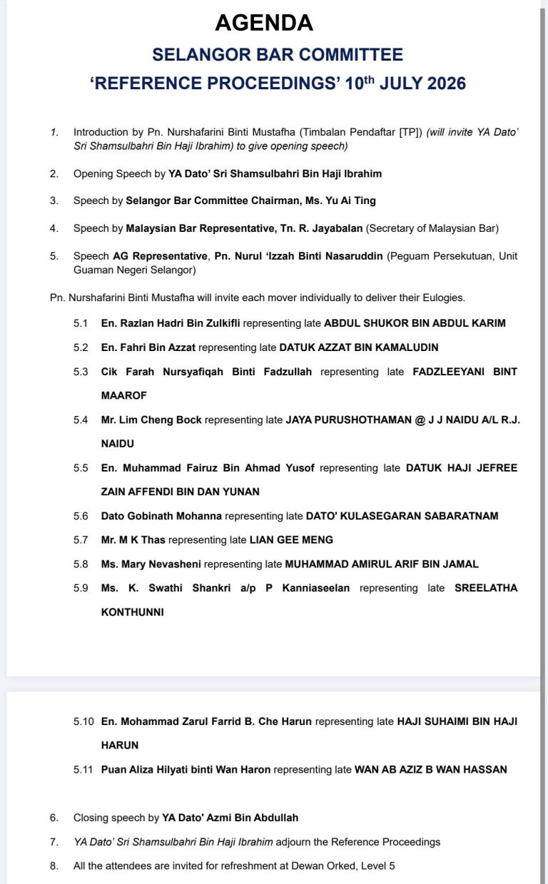 Selangor Bar Reference for Deceased Members